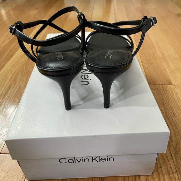 Calvin Klein Women's Ishaya Heeled Sandal - black faux leather - Picture 9 of 13